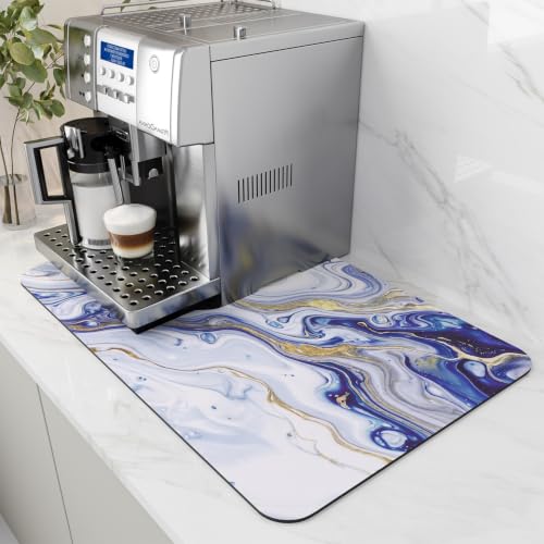 Dish Drying Mat for Kitchen Counter (Marble Blue / 12"x19")