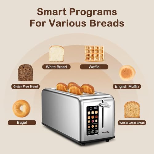4 Slice Toaster Touch Screen 1.5" Long Slot