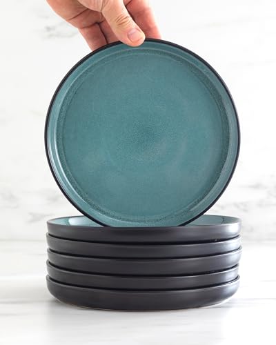 24 Piece Stoneware Dinnerware Set for 6 (Dark / Petrol / Set for 6 (24pcs))