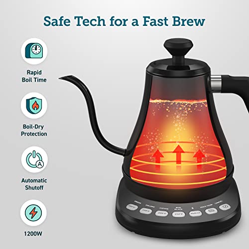 Smart Gooseneck Electric Kettle (Matte Black / 0.8 Quarts)