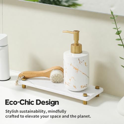 White Marble Pattern Style Water Absorbing Stone Sink Caddy (10"x 4" - Marble Pattern - Gold)