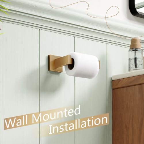 Toilet Paper Holders Wall Mounted Toilet Roll Holder for Bathrooms Hardware Washroom (Champagne Bronze / Without Shelf(1 Pack))