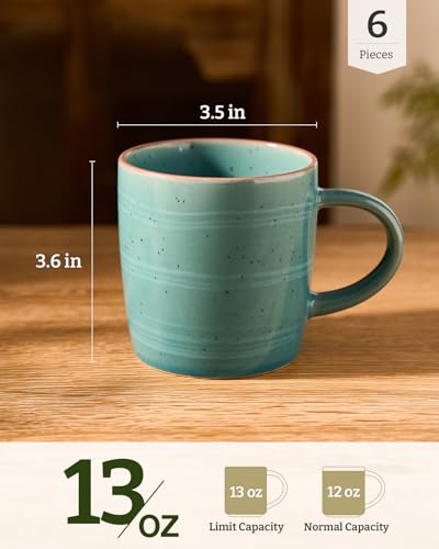 Coffee Mugs Set of 6 (Meteor-Peacock Green / 6 Count (Pack of 1))