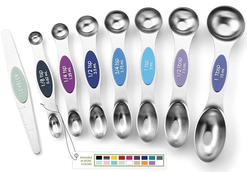 Stainless Steel 8 Magnetic Measuring Spoons Set (Winter Frost / 1-Pack)