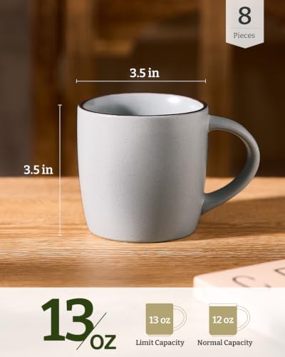 Mercury Coffee Mugs 13 oz (Mercury- Light Grey / 8 Count (Pack of 1))