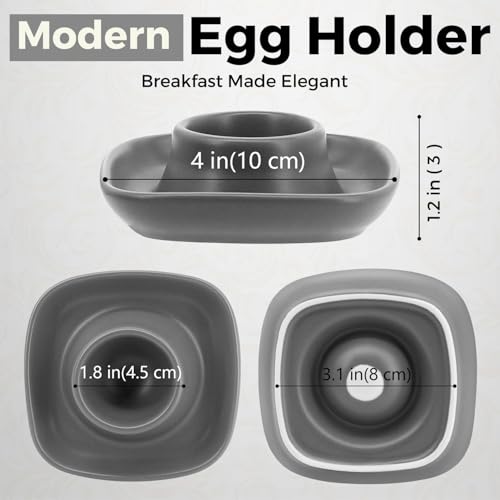 Soft Boiled Egg Cups (4 Pack / Square Style, Gray)