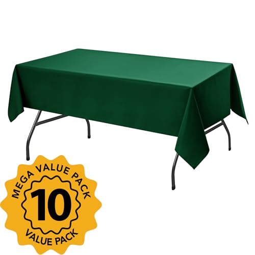10 Pack Hunter Green Tablecloths for Rectangle Tables (Hunter Green / 60x102 In, 10 Pack)