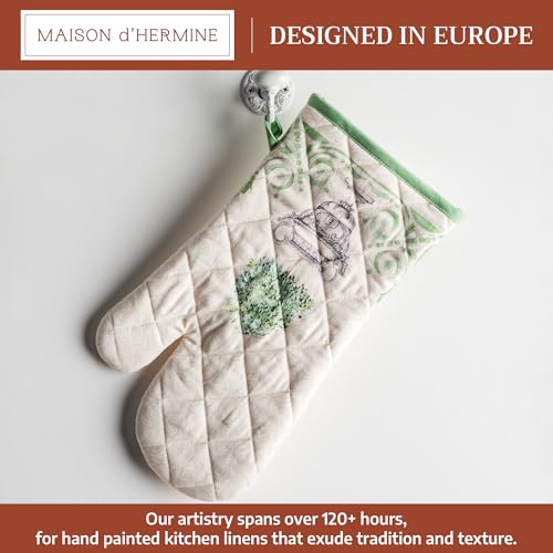 Maison d'Hermine Oven Gloves 100% Cotton Oven Mitt (029 - Jardin Du Roy / 7.5" x 13" (Oven Mitt))