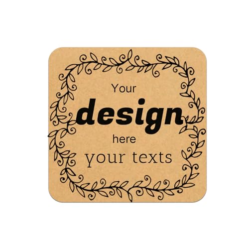 Custom Stickers Personalized Square Kraft Paper Sticker Customizable Floral Wreath Labels (style 5)