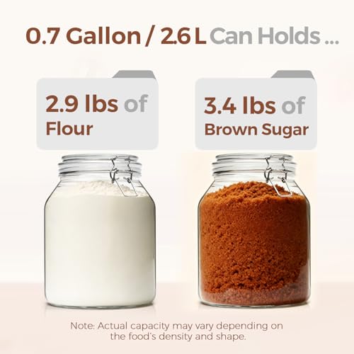 Glass Pantry Jars with Airtight Lids 0.7 Gallon 2 Pack Wide Mouth (88oz*2)