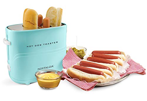 Pop Up 2 Hot Dog and Bun Toaster With Mini Tongs (Aqua)