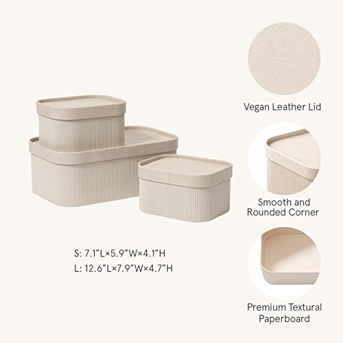 Decorative Storage Boxes with Lids Faux Leather (3 Count)