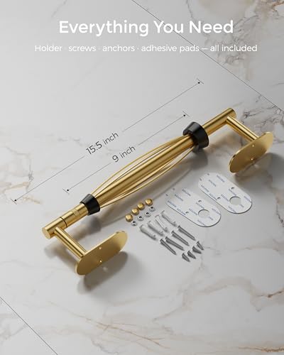 Gold Paper Towel Holder Under Cabinet with Damping Self Adhesive (Gold / One Hand Tear Holder)