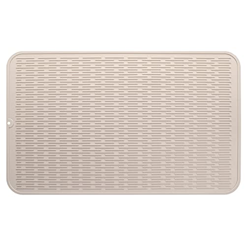 Silicone Dish Drying Mat for Multiple Usage (Tapioca / 28"L x 18"W)