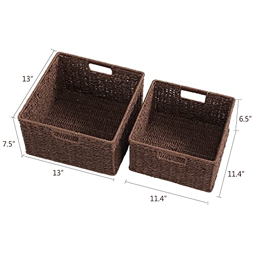 Storage Baskets for Organizing (13 x 13 x 7.5 inches / Dark Brown)