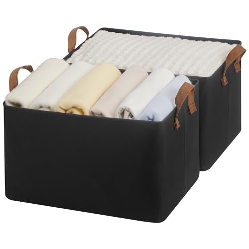 Closet Storage Bins (Black / 16 ½" L x 12" W x 10 ¼" H)
