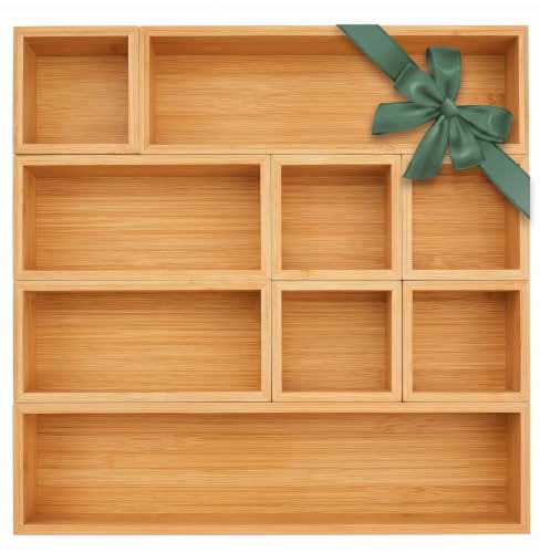 Bamboo Drawer Organizer Set (9 Count)