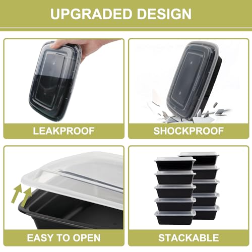 Meal Prep Containers 38oz 50 Pack Plastic To Go Food Containers (38oz 50pack)