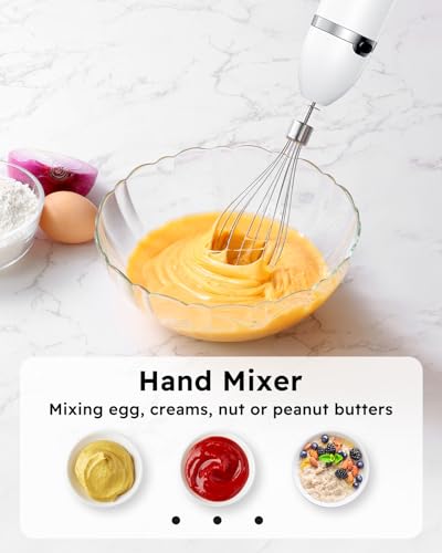 Immersion Blender Handheld (3 In 1 Immersion Blender & Stick & Milk Frother / White)