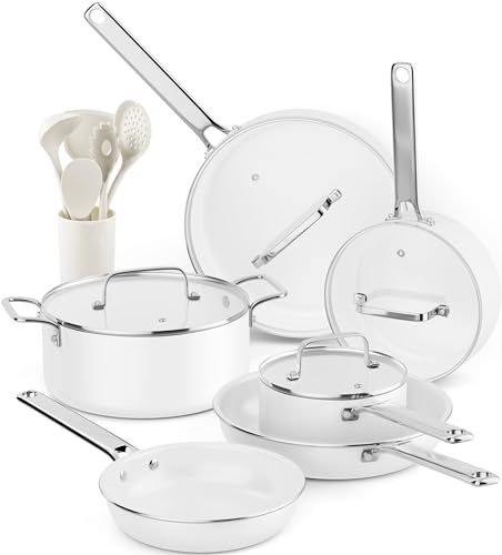 Ceramic Cookware Set Nonstick Pots and Pans Set Oven & Dishwasher Safe