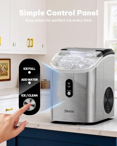 Nugget Ice Maker Countertop (Stainless Steel-Upgrade / 36lbs)