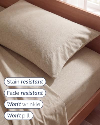 Twin Size 3 Piece Sheet Set (38 - Heathered Beige / Twin)