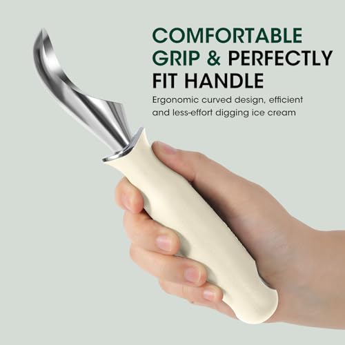 Premium Heavy Duty Ice Cream Scoop with Ergonomic Grip Handle