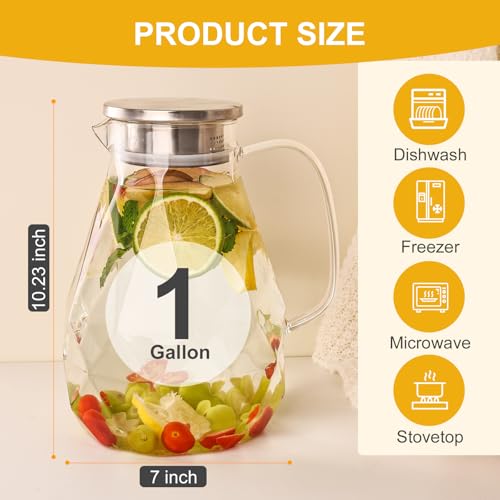Glass Pitcher with Lid (128oz Diamond)