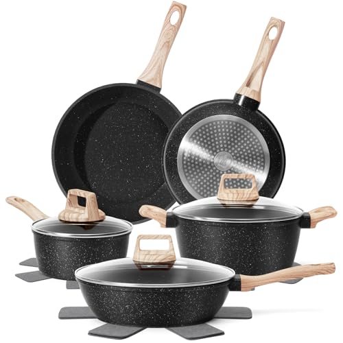 Pots and Pans Set Non Stick (Black / 12 Pieces)