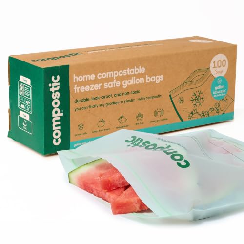 Compostable Freezer Bags (100 Count (Pack of 1) / Freezer Gallon)