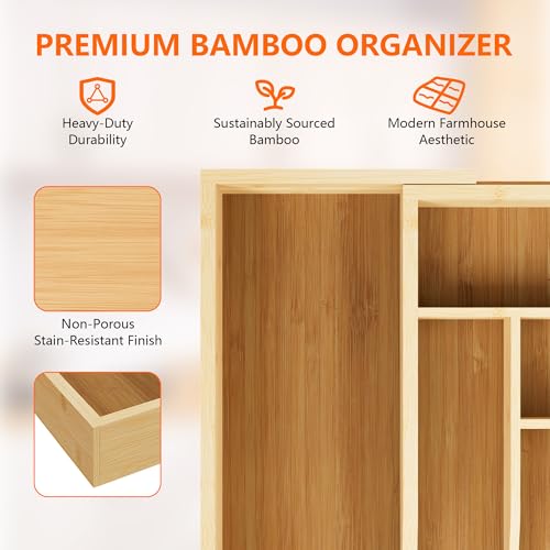 Expandable Bamboo Drawer Organizer Cutlery 7