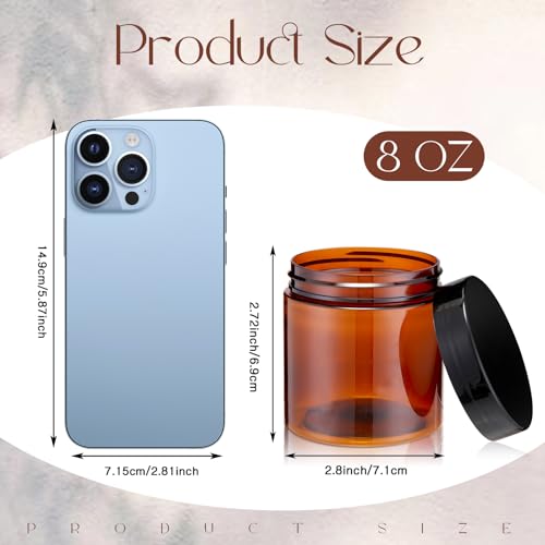 6 Pack 8 oz Plastic Jars Containers with Lids Wide (6 Count)