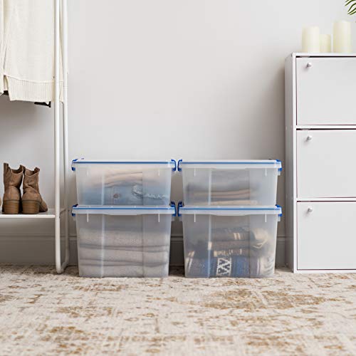 4-Pack 26.5/44 Combo Qt Storage Bins with Gasket Lids, Clear/Blue (27 & 44 Qt. Combo)
