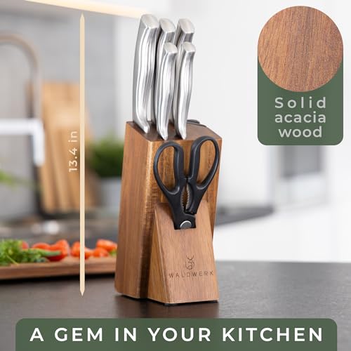 Knife Set 7pcs Kitchen Knife Set with Block and Integrated Sharpener (7 Pieces)