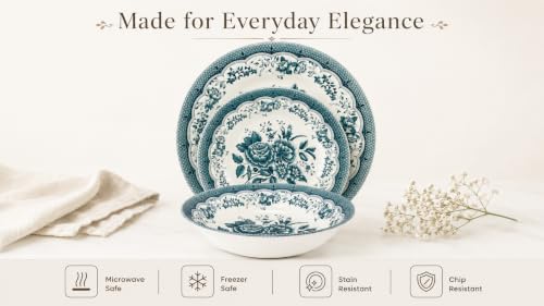Royal 12 Piece Porcelain Dinnerware Set for 4 (12 / VICTORIA Green)