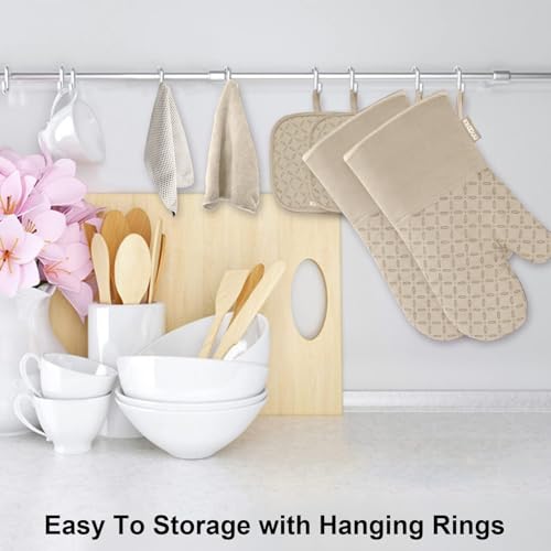 Oven Mitts and Pot Holders 6pcs Set (Almond)