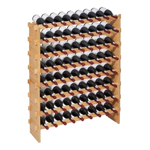72 Bottle Stackable Modular Wine Rack (Natural Wood Color / Pinot noir model 72 bottle)