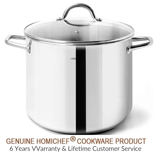 10 Quart Stock Pot With Glass Lid (Shiny Silver - Mirror Polished Stainless Steel / 10 Quarts)