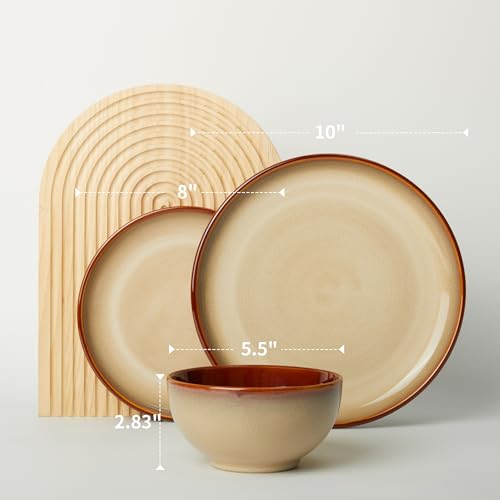 Ceramic Dinnerware Sets for 6 (Brown Yellow / Set (18pcs))