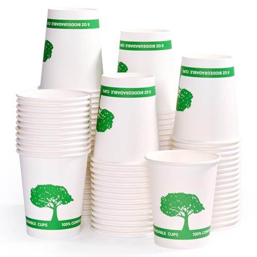 400 Pack Compostable Paper Cups (White)