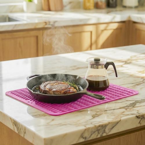 Silicone Dish Drying Mat (Rose / 16"L x 12"W)