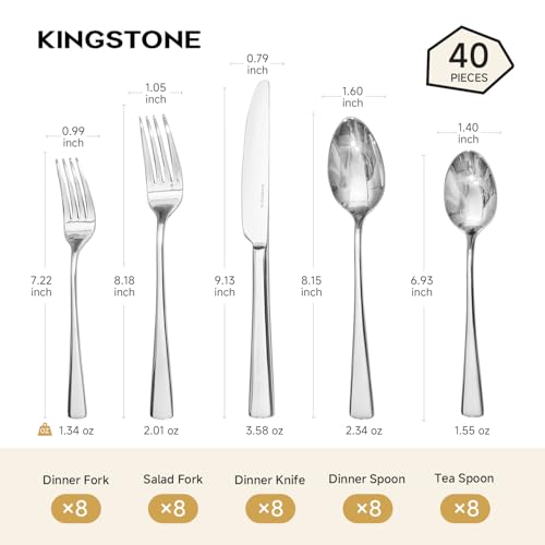 Silverware Set for 8 (Silver / 40-Piece)