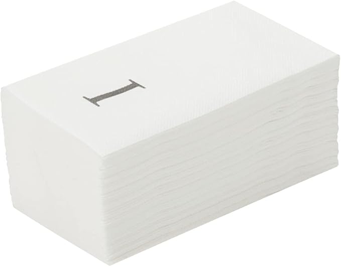 Luxenap 15.8 X 7.9 Inch Linen-Feel Guest Towels, 2000 Lettered Hand Towels - Silver Letter 'I', Sans Serif Font, White Paper Dinner Napkins, airlaid, For Restrooms And Tables - Restaurantware
