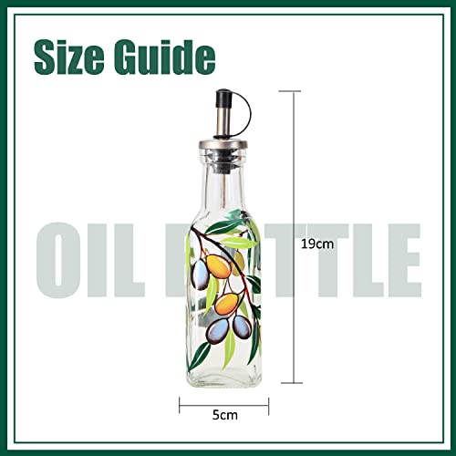 7oz Hand Painted Glass Olive Oil Bottle Dispenser (Olive)