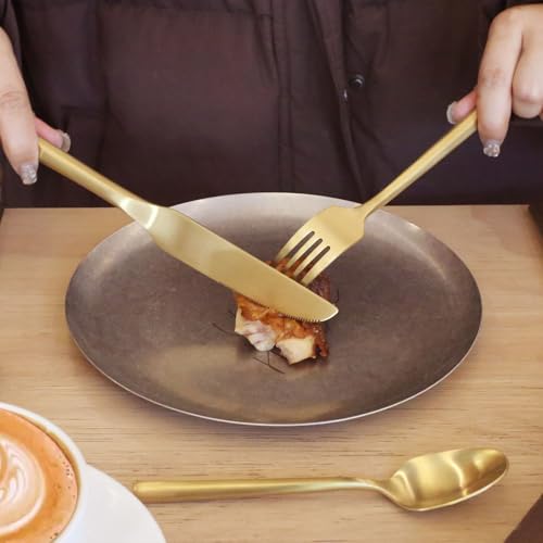 Matte Gold Silverware Set Hexagon Handle 30 (Matte Gold / 30 Pcs)