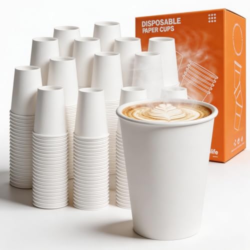 Disposable Paper Coffee Cups 8 oz 500 Count Bulk (White - 8 oz)