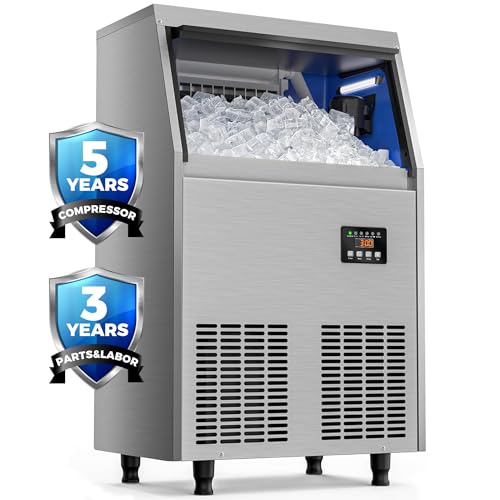 Commercial Ice Maker Machine (150lbs/24H / Commercial Ice Maker-Silver)