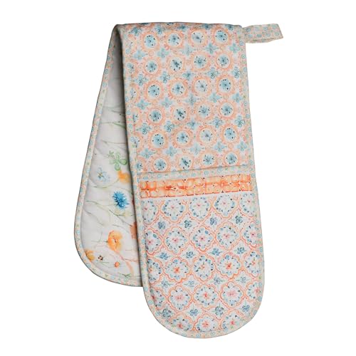 Double Oven Mitts 100% Cotton Double Oven Glove (039 - Summer Whisper / 7" x 35" (Double Oven Mitt))