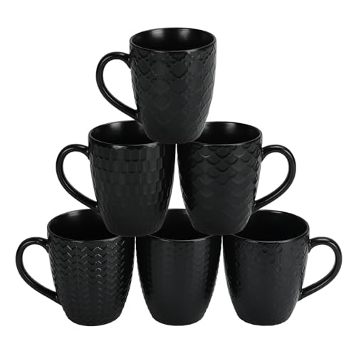 16 OZ Black Coffee Mugs Set of 6 (16 OZ / Black Coffee Mugs)