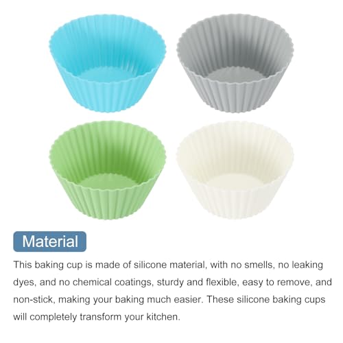 12Pcs Silicone Cupcake Liners (4 Colors / 2.8")